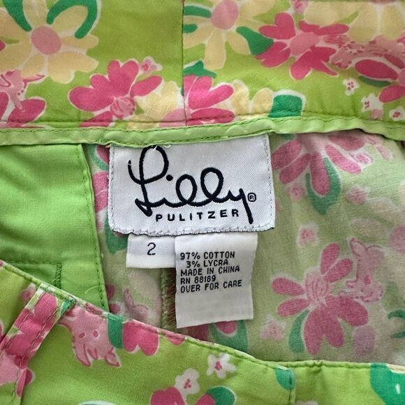 Lilly Pulitzer lime green and pink, floral pants. - Picture 2 of 4